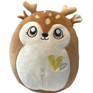 Squishmallow Deer Fawn Plush Toy 10" Brown Cream Stuffed Animal Heart See Eyes